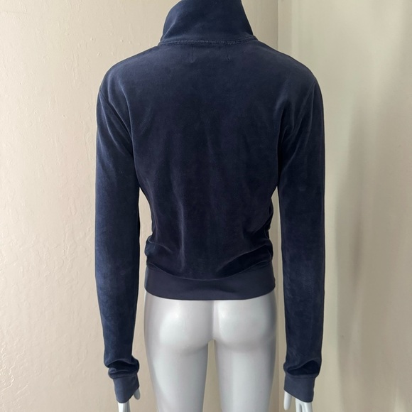 JUICY COUTURE Rare Vintage 2006 Velour Track Jacket Zip Up Navy Blue - Picture 11 of 16